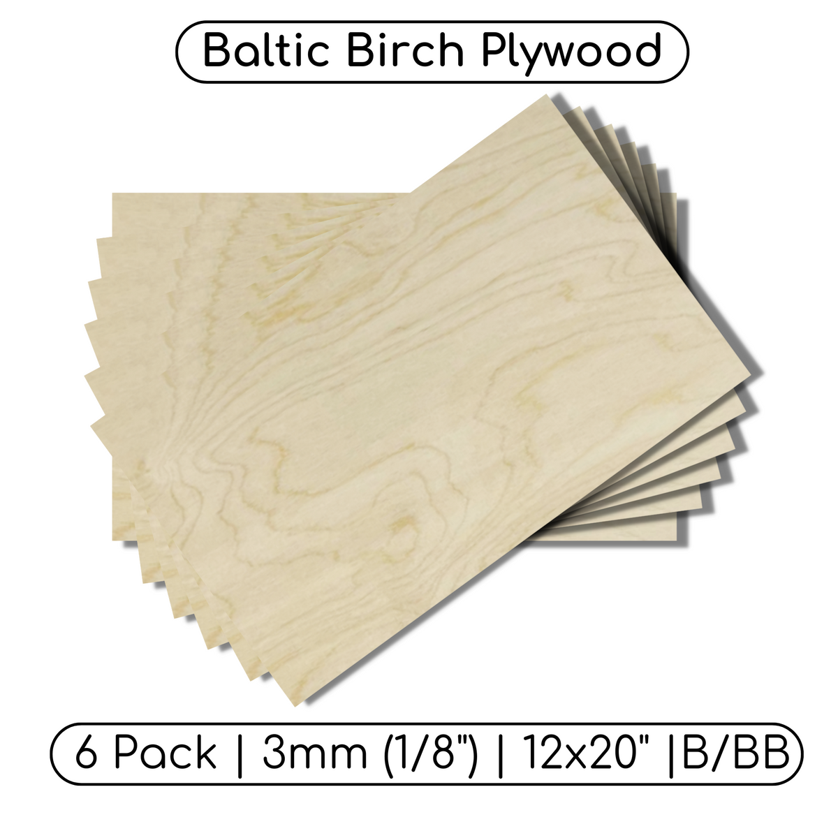 Baltic Birch Plywood Sheets 3mm (1/8") B/BB Premium Grade